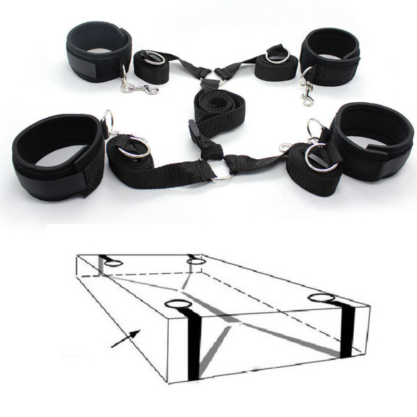 Adult-Sex-Bondage-Toy-Under-The-Bed-Restraint-Kit-System-with-Wrist